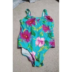 Vintage Esther Williams Hawaiian Flower Swimsuit One Piece Women's 18 USA...